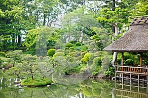 Japanese style garden in Hiroshima, Japan