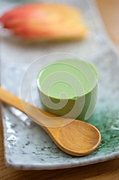 Japanese style green tea pudding