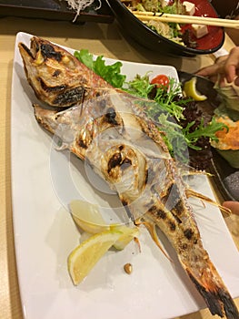 Japanese style grilled whole fish