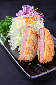 Japanese style ham cutlet with vegetables photo