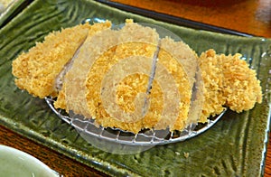 Japanese-style pork chop meal closeup