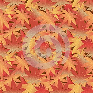 Japanese style retro vintage seamless pattern background Autumn botanic garden maple leaf