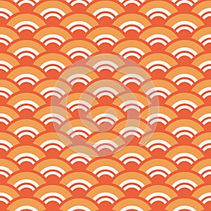 Japanese style retro vintage seamless pattern background orange scale wave cross