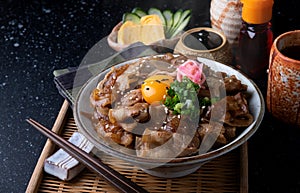 Japanese style rice with simmer pork