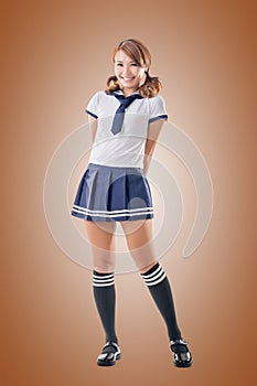 Japanese style school girl in sailor suit