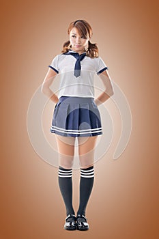 Japanese style school girl in sailor suit