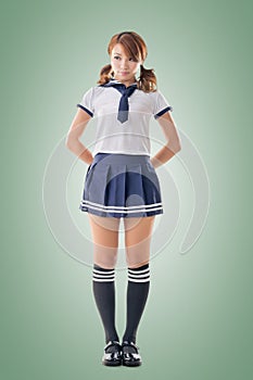 Japanese style school girl in sailor suit