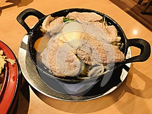 Japanese style sukiyaki pork in Thailand.