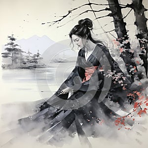 Japanese Sumi-e Painting for Sale