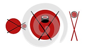 Japanese sushi emblems. Vector illustration