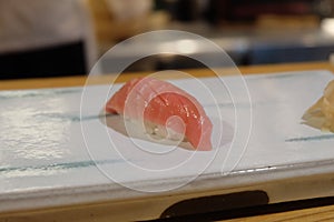 Japanese Sushi, fresh and dedicate Tuna