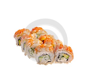 Japanese Sushi isolated on white background. Close up. Studio photo