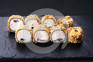 Japanese sushi tempura maki grouper tobiko roll