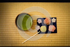 Japanese sweets and green tea image