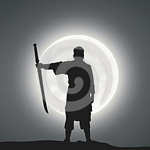 A Japanese Swordsman Under The Moonlight