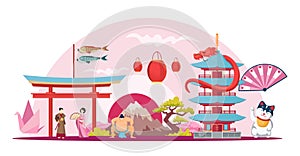 Japanese symbols flat vector illustration
