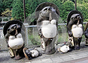 Japanese tanuki sculptures