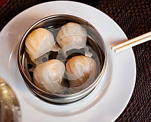 Japanese tasty dumplings siumai in steamers