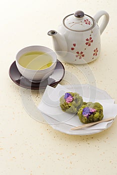 Japanese tea and japanese confectionery