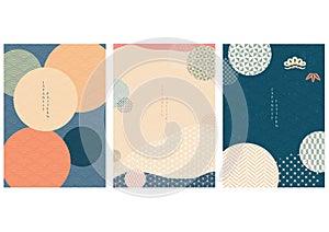 Japanese template vector with Japanese patterns and icons. Abstract background with geometric elements
