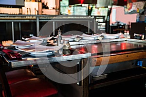 Japanese teppanyaki grill table setting