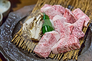 Japanese teppanyaki saga beef (steak).