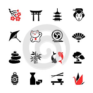 Japanese theme icon set photo