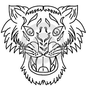 Japanese tiger head tattoo design vector for sticker.