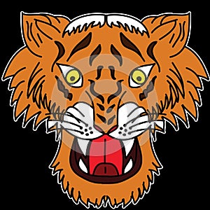 Japanese tiger head tattoo design vector for sticker.