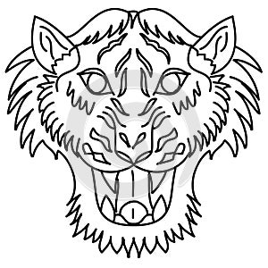 Japanese tiger head tattoo design vector for sticker.