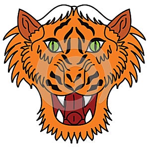 Japanese tiger head tattoo design vector for sticker.