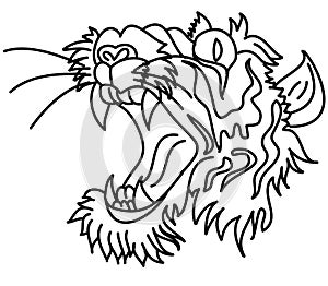 Japanese tiger head tattoo design vector for sticker.
