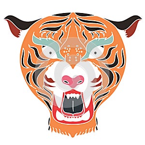 Japanese tiger head tattoo design vector for sticker.