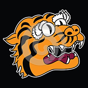 Japanese tiger head tattoo design vector for sticker.