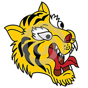 Japanese tiger head tattoo design vector for sticker.