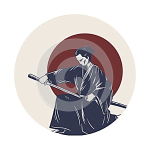 Japanese tradition style Illustration isolated