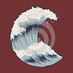 Japanese tradition style Illustration ocean wave