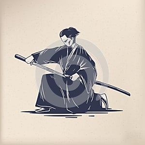 Japanese tradition style vectors samurai swordsman