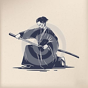 Japanese tradition style vectors samurai swordsman photo