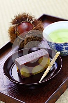 Japanese traditional confection, kuri mushi yokan