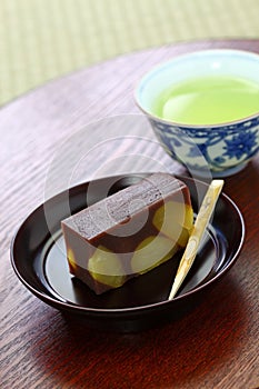 Japanese traditional confection, kuri mushi yokan photo