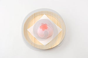A Japanese traditional  confectionery cake wagashi on plate on white background