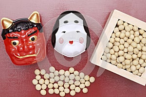 Japanese traditional event, soybeans and mask