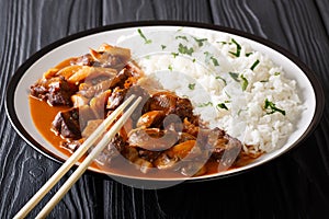 Japanese traditional food: Hayashi beef with onions and mushroom