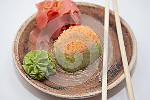 Japanese traditional foods rolls and sushi.