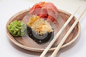 Japanese traditional foods rolls and sushi.