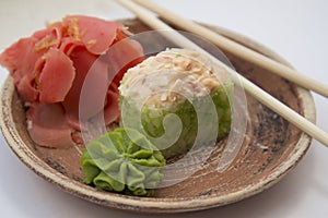 Japanese traditional foods rolls and sushi.