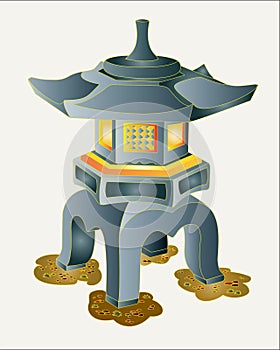 Japanese traditional garden stone decorative lantern.