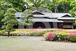 Japanese traditional house in a park of Tokyo