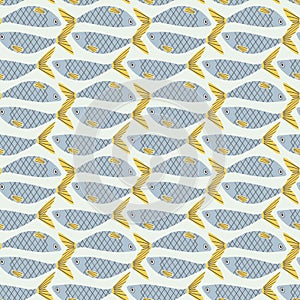 Japanese traditional retro wagara seamless pattern background fish